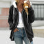 Women's plush fleece zip up hooded jacket in black