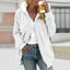 Women's plush fleece zip up hooded jacket in white
