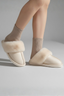 Women's Plush Lined Indoor Slippers with Textured Sole in beige
