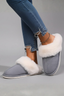 Women's Plush Lined Indoor Slippers with Textured Sole in dark gray