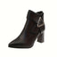 Women's pointed toe ankle boots with metal trim in black