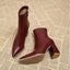 Women's pointed toe chunky heel ankle boots in burgundy