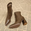 Women's pointed toe chunky heel ankle boots in khaki