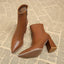 Women's pointed toe chunky heel ankle boots in rust