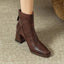 Brown ankle boots shown from the side