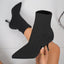 Women's pointed toe sock style ankle boots in black