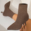 Women's pointed toe sock style ankle boots in dark brown