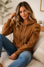 Women's Puff Sleeve Hooded Sweatshirt in coffee