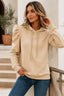 Women's Puff Sleeve Hooded Sweatshirt in khaki
