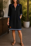 Women's Quarter Zip Collared Sweatshirt Dress in black
