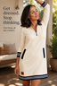 Women's Quarter Zip Collared Sweatshirt Dress