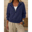 Women's Quarter Zip Lapel Collar Sweatshirt in dark blue