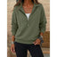 Women's Quarter Zip Lapel Collar Sweatshirt in olive