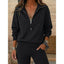 Women's Quarter Zip Lapel Collar Sweatshirt in black