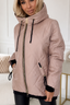Women's quilted hooded zip front jacket in pink