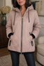 Quilted zip front jacket worn with jeans