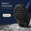 Lugged rubber outsole of the tall quilted winter boots