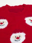 Women's Red Santa Print Christmas Sweater with Crew Neck