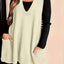 Women's relaxed longline knitted vest in white gray