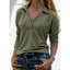 Women's Relaxed Quarter-Zip Top with Collared Neckline and Long Sleeves in green
