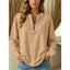 Women's Relaxed Quarter-Zip Top with Long Sleeves in khaki