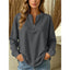 Women's Relaxed Quarter-Zip Top with Long Sleeves in gray