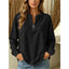 Women's Relaxed Quarter-Zip Top with Long Sleeves in black