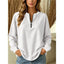 Women's Relaxed Quarter-Zip Top with Long Sleeves in white