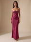 Women's Rhinestone Halter Satin Maxi Dress with Lace-Up Back, violet