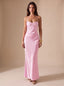 Women's Rhinestone Halter Satin Maxi Dress with Lace-Up Back