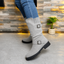 Women's ribbed cuff lug sole slouch boots in gray