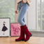 Women's ribbed cuff lug sole slouch boots in red