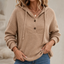 Women's Ribbed Knit Hoodie Sweater with Button Neckline