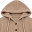 Women's Ribbed Knit Hoodie Sweater with Button Neckline