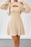 Women's Ribbed Knit Mini Dress with Hooded Bolero Set in apricot