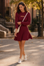 Women's Ribbed Knit Mini Dress with Hooded Bolero Set