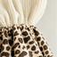 Women's Ribbed Knit Mini Dress with Leopard Trim and Balloon Sleeves