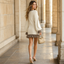 Women's Ribbed Knit Mini Dress with Leopard Trim and Balloon Sleeves