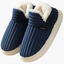 Women's Ribbed Plush Slip-On House Slippers with Soft Lining in navy