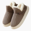 Women's Ribbed Plush Slip-On House Slippers with Soft Lining in brown