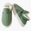 Women's Ribbed Plush Slip-On House Slippers with Soft Lining in green