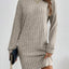 Women's Ribbed Turtleneck Sweater Dress in khaki