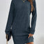 Women's Ribbed Turtleneck Sweater Dress in navy