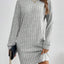 Women's Ribbed Turtleneck Sweater Dress in light gray