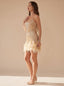 Women's Sequin Mini Dress with Feather Hem and Spaghetti Straps