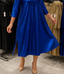 Women's Sequin V-Neck Party Dress with Pockets in blue