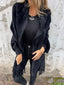 Women's long shawl collar cardigan with fringed hem in black