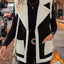 Women's shearling lapel colour block vest in black
