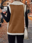 Rust shearling vest shown from the front