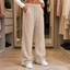Women's Sherpa Fleece-Lined Wide-Leg Pull-On Pants in beige